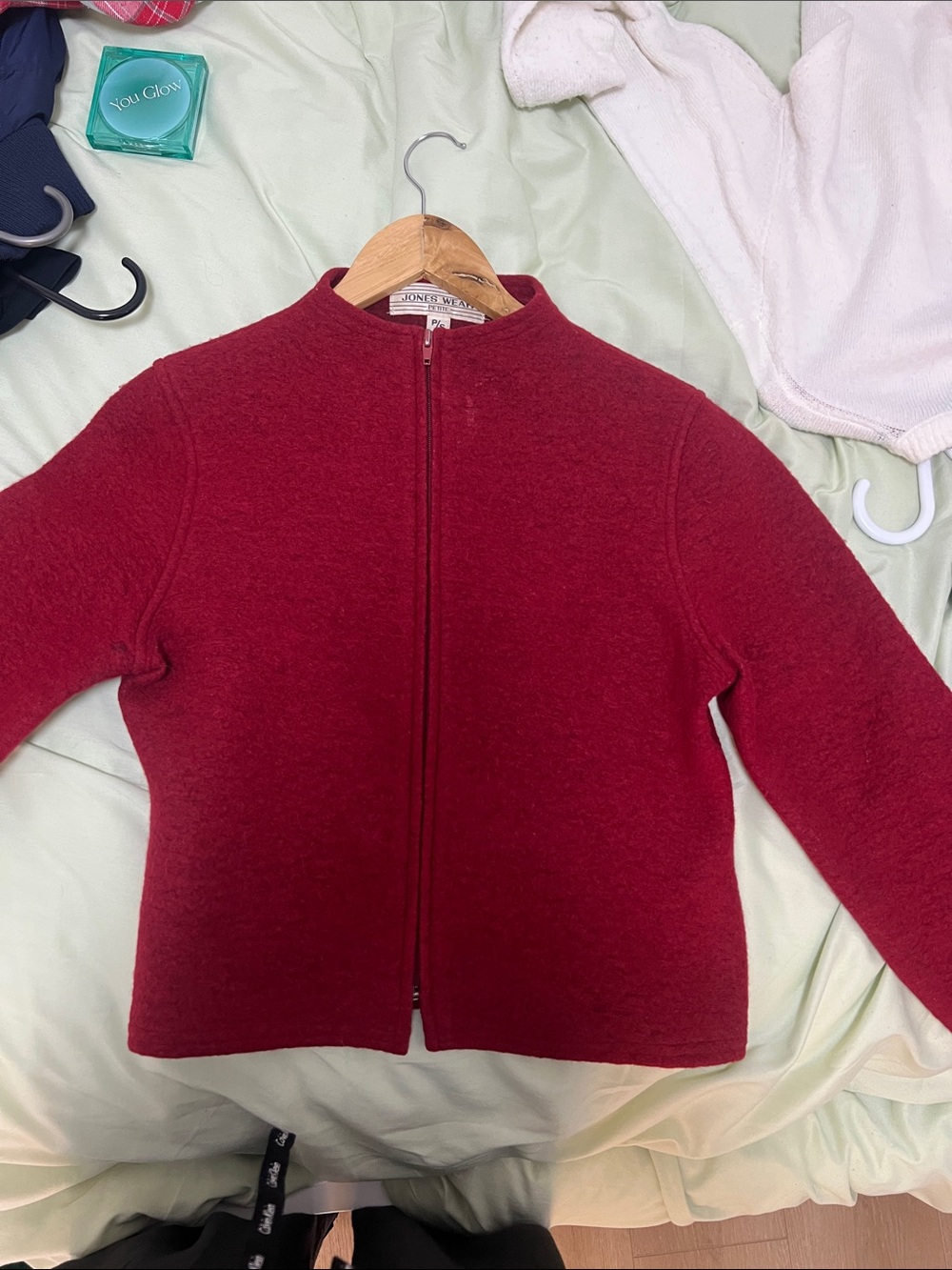 Jones New York Girls Burgundy Zip-Front Jacket